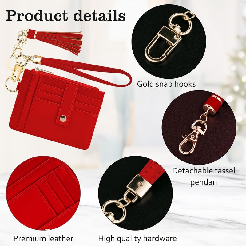 KNGITRYI Small Wristlet Wallets for Women RFID Credit Card Holder Wallet Keychain Wristlet Wallet Credit Card Wallets for Women (Red) - Image 4